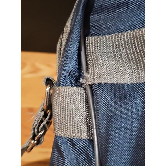 Oscar Dela Renta Canvas Travel Weekender Bag Blue Gold Gray Light - Picture 6 of 8